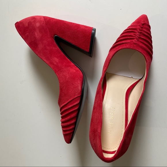 New Nine West suede heels flare block heel - Picture 6 of 8